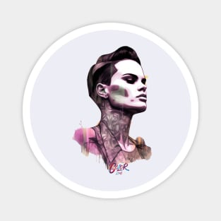 Colorful Female Retro Vibe  with tattoos Magnet